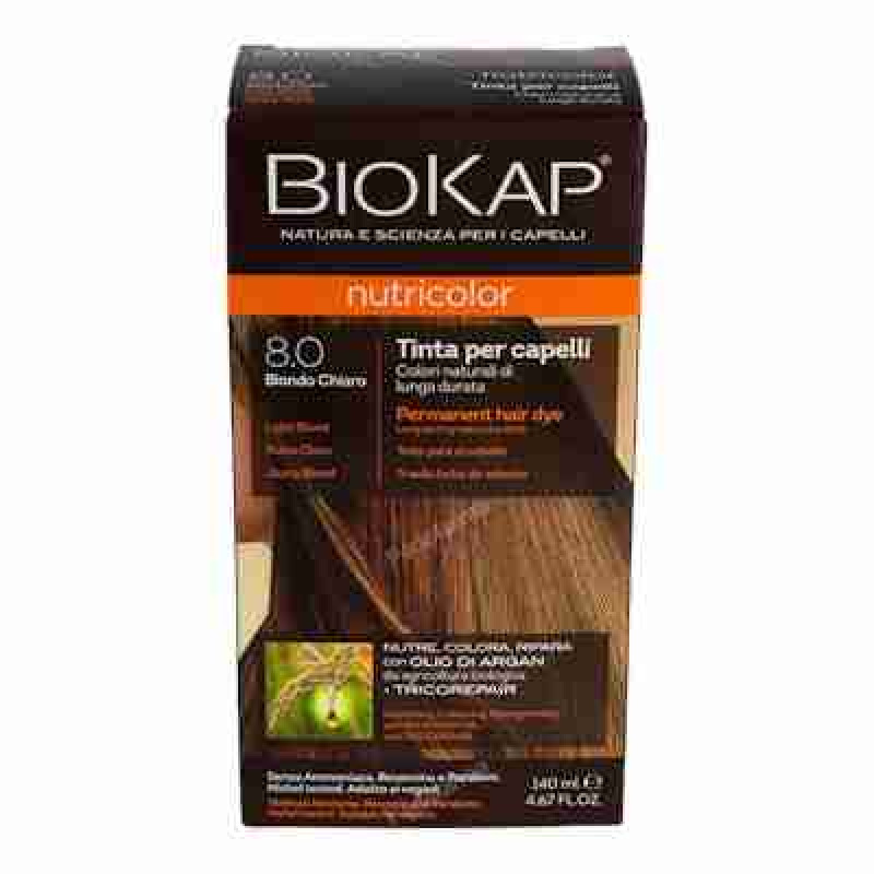 BIOKAP TINTE light blond dye 140ml. rubio claro ·8.0
