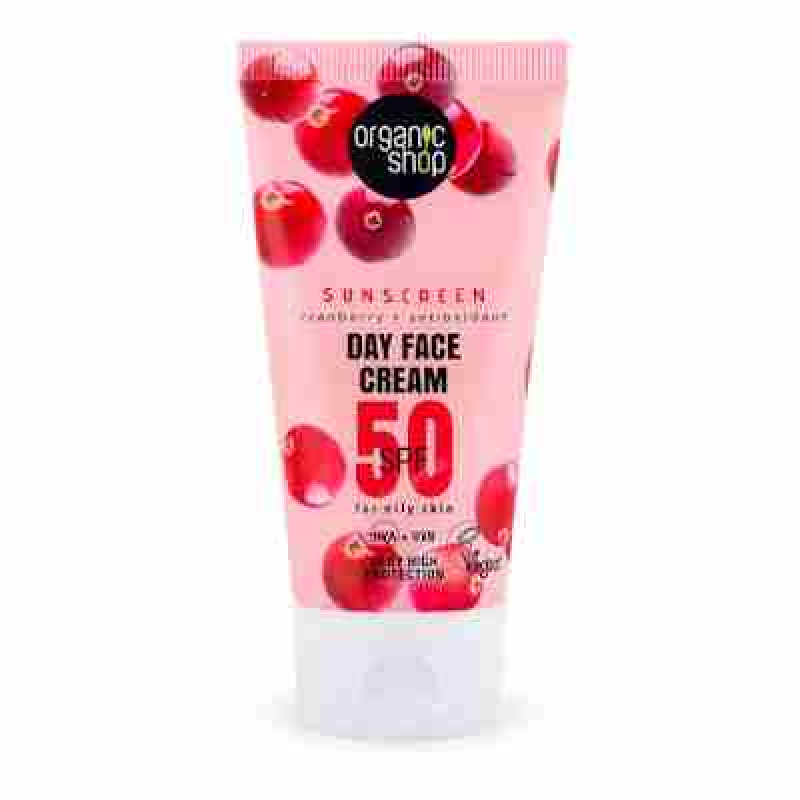 CREMA DE DIA FACIAL CON PROTECCION SOLAR ARANDANO ROJO + ANTIOXIDANTES SPF50, 50 ML