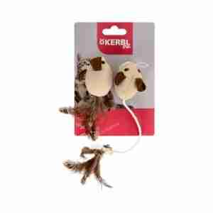 Juguete Ratones- C/plumas Nature 4,5 cm Kerbl Acc Vet