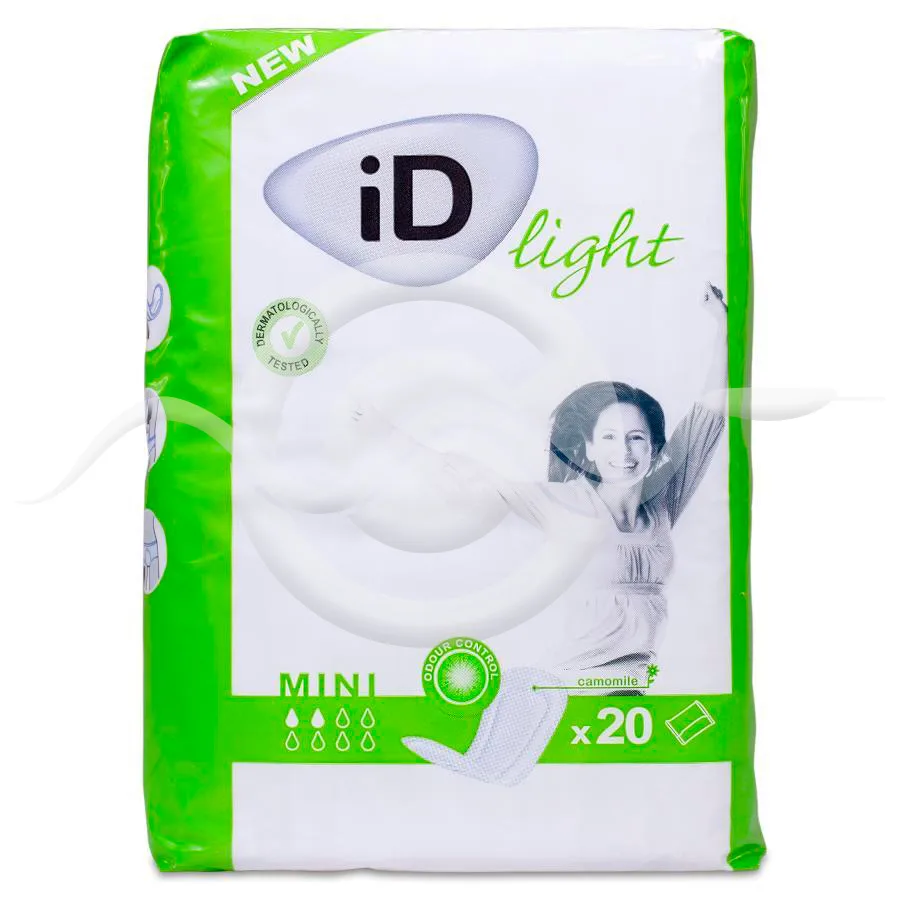 Compresa Incontinencia Orina Ligera Id Discreet Light Pads Mini 20 unidades