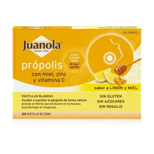 Juanola Propolis Miel Zinc y Vitamina C 24 pastillas de Goma Sabor Limon Miel
