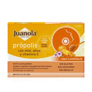Juanola Propolis Miel Altea y Vitamina C 24 pastillas de Goma Sabor Naranja