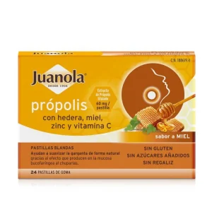 Juanola Propolis Miel Hiedra Zinc y Vitamina C 24 pastillas de Goma Sabor Miel