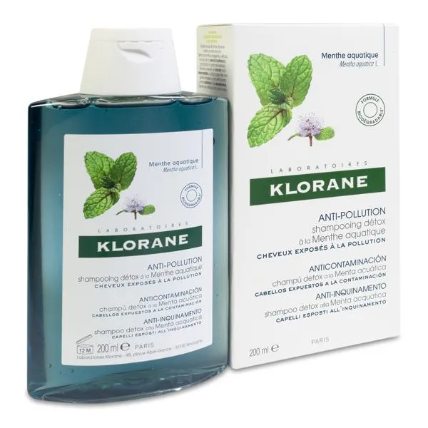 Klorane Detox Champu Refrescante & Anti Contaminacion a la Menta Aquatique 1 envase 200 ml
