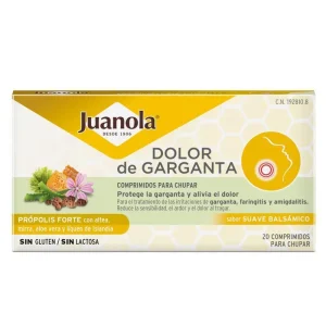 Juanola Dolor de Garganta Propolis Forte 20 comprimidos para Chupar Sabor Suave Balsamico