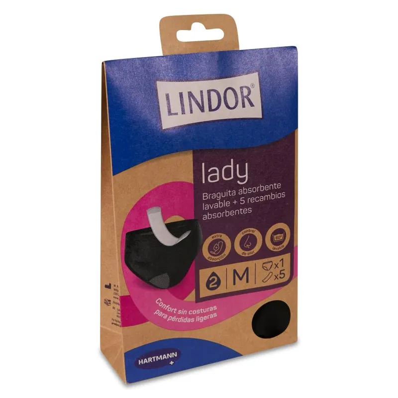 Braga Incontinencia Lavable Lady Lindor 1 unidad Talla M + 5 Recambios Absorbentes