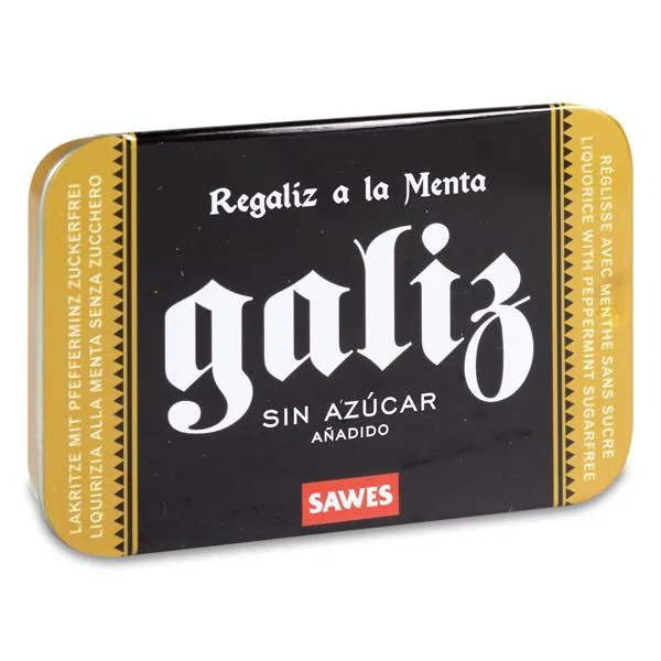 Sawes Regaliz a la Menta Galiz sin Azucar 1 caja 20 g